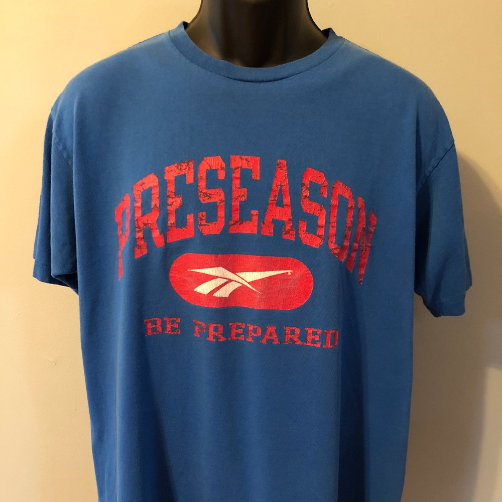 90s Reebok Logo Preseason Shirt Blue Red Large